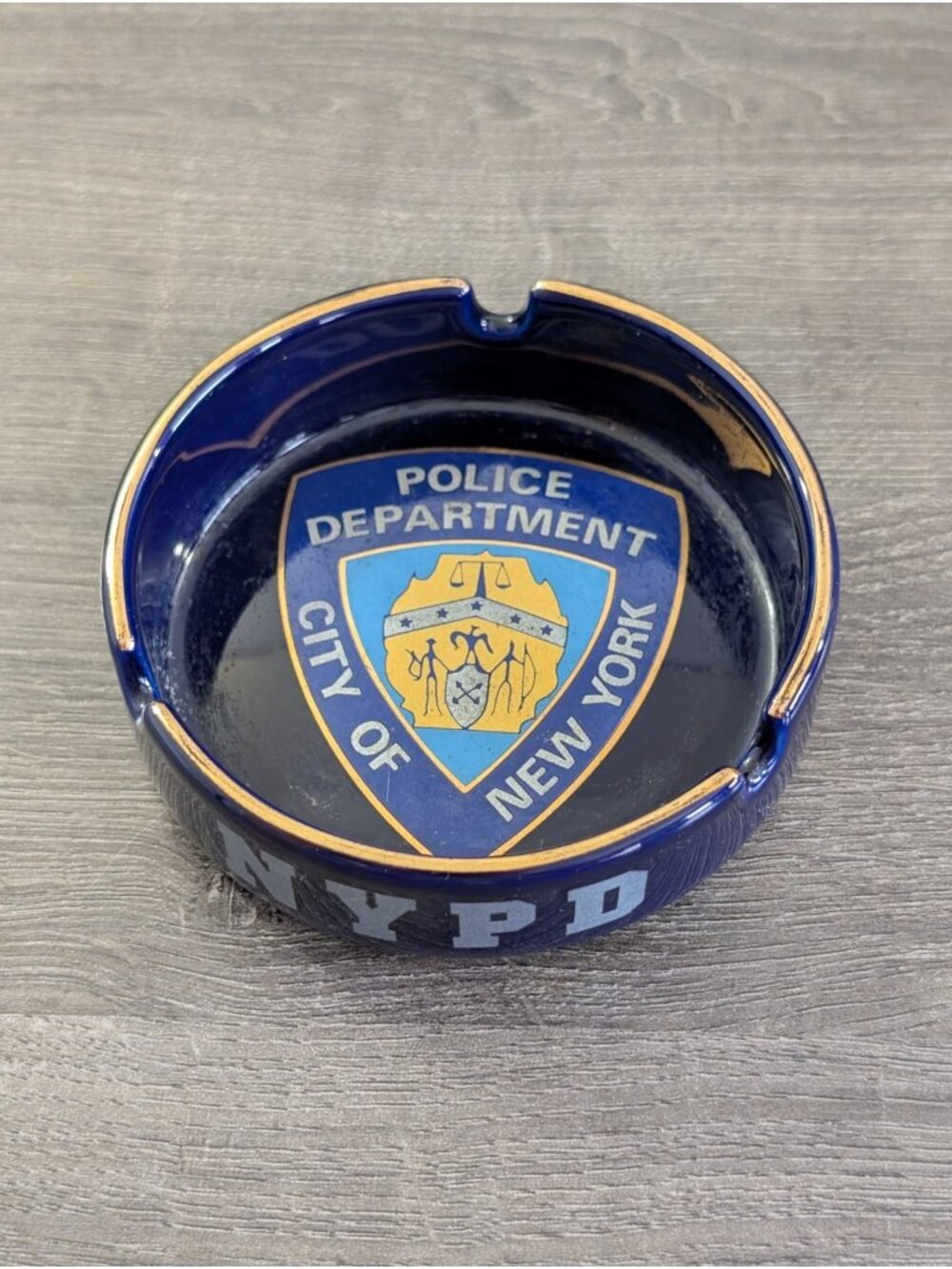 NYPD New York City Police Department Ashtray Blue Gold NEW New York Ash Tray